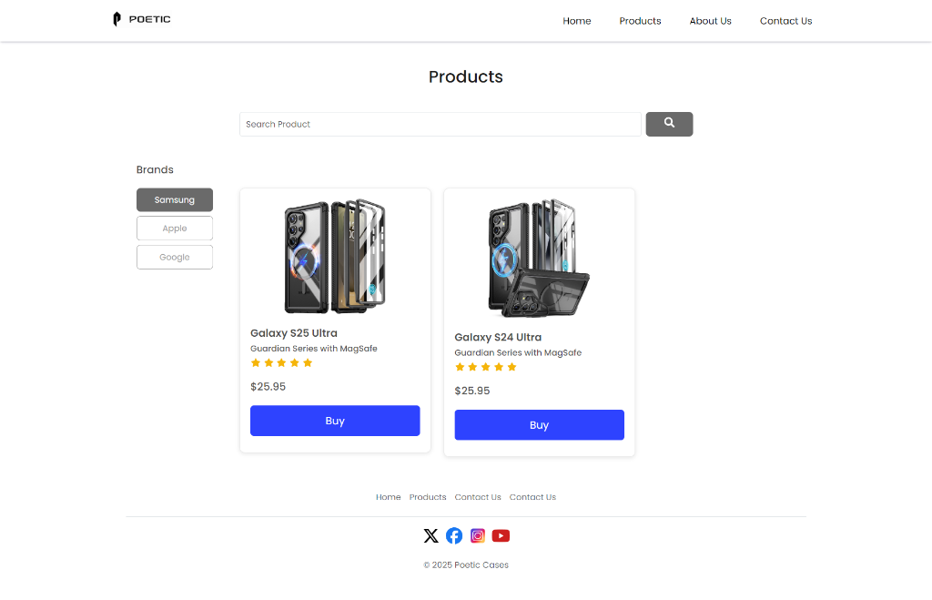 POETIC Redesign Products Page Preview